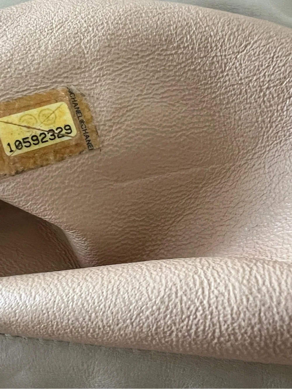 CHANEL Beige Leather Chain-Trim Satchel Bag